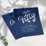 Prospectus 11,4 Cm X 14,2 Cm Fifty Blue White Budget 50th Birthday Invitation<br><div class="desc">Celebrate your milestone 50th birthday in style with this sophisticated blue and white themed invitation flyer. Perfect for your fifty and fabulous birthday bash, this invitation will make your party stand out from the crowd. With its sleek and modern design, this flyer is sure to make your guests excited to...</div>