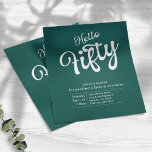 Prospectus 11,4 Cm X 14,2 Cm Fifty Green White Budget 50th Birthday Invitation<br><div class="desc">Celebrate the adventure of fifty years with this charming green and white budget 50th birthday invitation flyer. Let your guests know just how special this milestone is with the cheerful "hello fifty" design. Be sure to include all the details of your celebration including the date, time, and location. Celebrate in...</div>