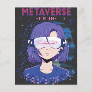 Prospectus 11,4 Cm X 14,2 Cm Fille d'anime lunettes de réalité virtuelle Flyer