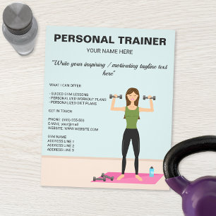 Prospectus 11,4 Cm X 14,2 Cm Fille de sport Fille de fitness Entraîneur personn