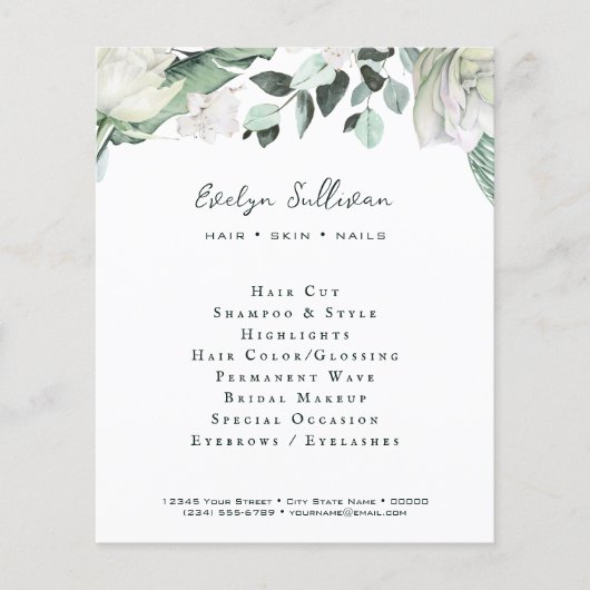 Prospectus 11,4 Cm X 14,2 Cm fleuriste vert émeraude blanc fleurs flyer (Devant)