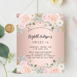 Prospectus 11,4 Cm X 14,2 Cm Fleurs d'or roses Sweet 16 invitation budgétaire<br><div class="desc">Veuillez noter que cette invitation est sur papier de prospectus et très mince. Les enveloppes ne sont pas incluses. Pour des invitations plus épaisses (même conception), veuillez visiter notre magasin. Une invitation moderne, élégante et glamour pour une fête Sweet 16, 16e anniversaire. Un arrière - plan d'or rose aux fleurs...</div>