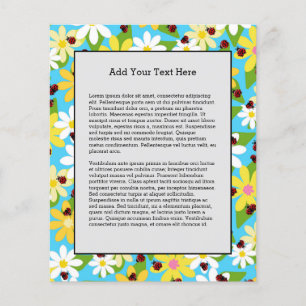 Prospectus 11,4 Cm X 14,2 Cm Fleurs jaunes blanches rouge coccinelle