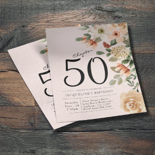 Prospectus 11,4 Cm X 14,2 Cm Floral 50e Anniversaire Invitation budgétaire