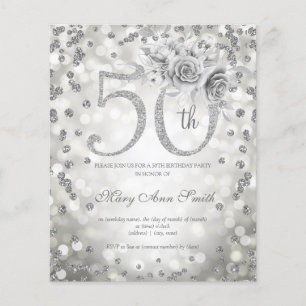 Prospectus 11,4 Cm X 14,2 Cm Flore d'argent 50e anniversaire Lumières Invitatio