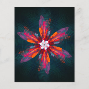 Prospectus 11,4 Cm X 14,2 Cm Flore Mandala Flowers Orange Red Blue Abstract