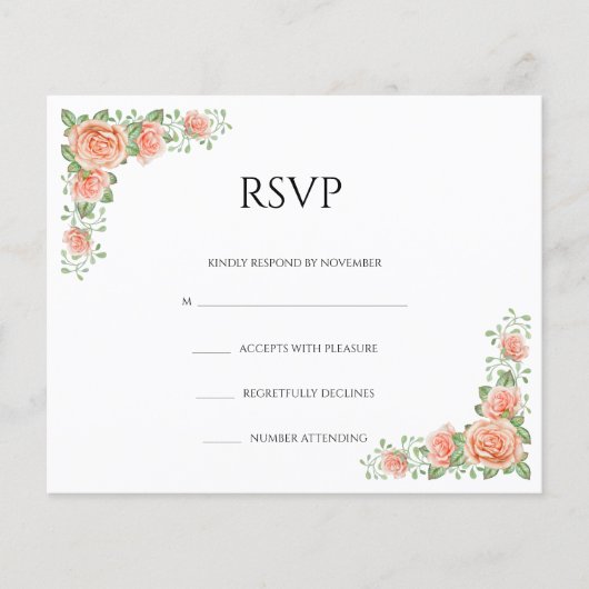 Prospectus 11,4 Cm X 14,2 Cm Flore Mariage carte RSVP (Devant)