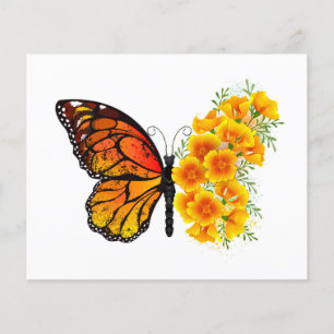 Prospectus 11,4 Cm X 14,2 Cm Flower Butterfly with Yellow California Poppy