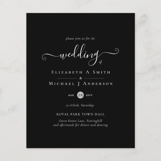 Prospectus 11,4 Cm X 14,2 Cm Flye budget blanc noir classique (Devant)