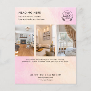 Prospectus 11,4 Cm X 14,2 Cm Flyer commercial minimaliste Logo et photo