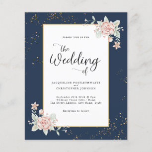 Prospectus 11,4 Cm X 14,2 Cm Flyer de la marine Blue Budget Faire-part de maria