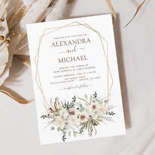 Prospectus 11,4 Cm X 14,2 Cm Flyer de mariage en herbe des Pampas budget Boho E