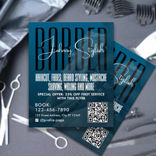 Prospectus 11,4 Cm X 14,2 Cm Flyer de salon de coiffure de style urbain moderne