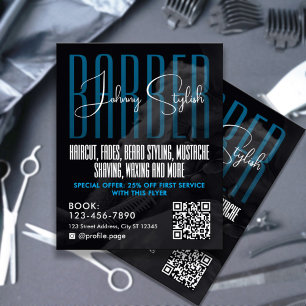 Prospectus 11,4 Cm X 14,2 Cm Flyer de salon de coiffure de style urbain moderne