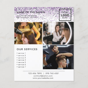 Prospectus 11,4 Cm X 14,2 Cm Flyer de salon violet scintillant de luxe