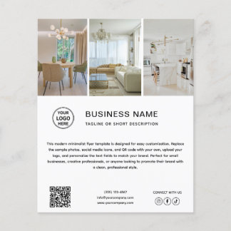 Prospectus 11,4 Cm X 14,2 Cm Flyer de société blanc avec logo minimal