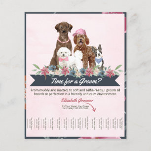 Prospectus 11,4 Cm X 14,2 Cm Flyer de toilettage pour chien amusant et mignon a