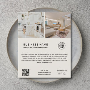 Prospectus 11,4 Cm X 14,2 Cm Flyer d'entreprise beige neutre avec logo minimali