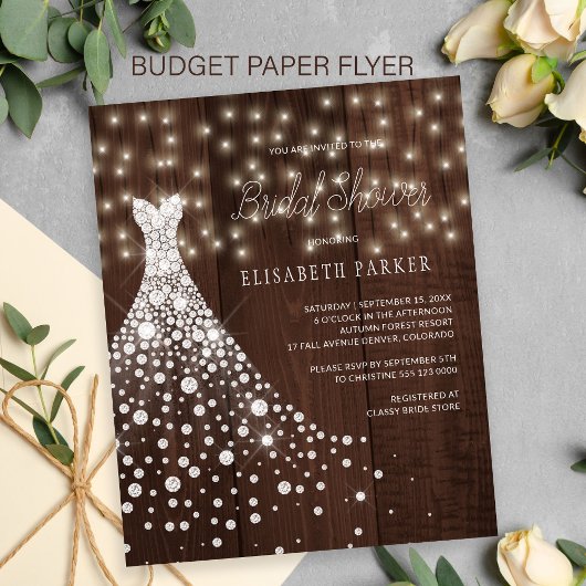 Prospectus 11,4 Cm X 14,2 Cm Flyer d'invitation en bois rustique budget