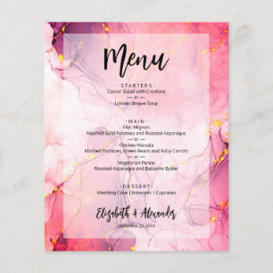 Prospectus 11,4 Cm X 14,2 Cm Flyer du menu Mariage de marbre budgétaire