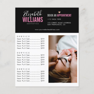 Prospectus 11,4 Cm X 14,2 Cm Flyer du Salon de Beauté Black Pink