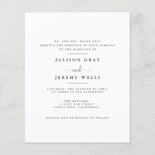 Prospectus 11,4 Cm X 14,2 Cm Flyer Faire-part de mariage budgétaire (Devant)