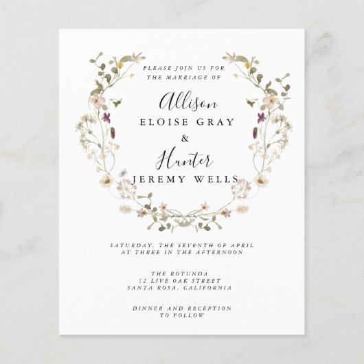 Prospectus 11,4 Cm X 14,2 Cm Flyer Faire-part de mariage budgétaire (Devant)