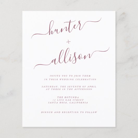 Prospectus 11,4 Cm X 14,2 Cm Flyer Faire-part de mariage budgétaire (Devant)