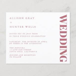 Prospectus 11,4 Cm X 14,2 Cm Flyer Faire-part de mariage budgétaire