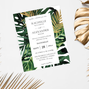 Prospectus 11,4 Cm X 14,2 Cm Flyer Mariage 1B en feuille de palme tropicale Bud