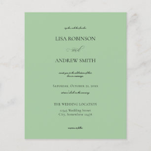 Prospectus 11,4 Cm X 14,2 Cm Flyer Mariage vert à la menthe budgétaire