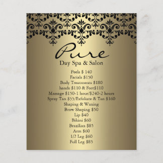 Prospectus 11,4 Cm X 14,2 Cm Flyer or et noir élégant Damask