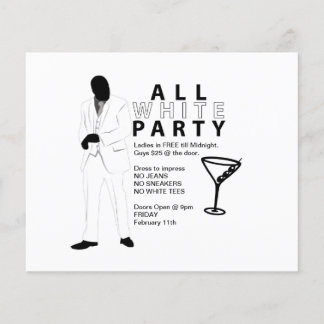 Prospectus 11,4 Cm X 14,2 Cm Flyer White Party