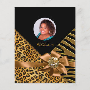 Prospectus 11,4 Cm X 14,2 Cm Flyer Zebra Leopard Gold Black