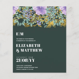 Prospectus 11,4 Cm X 14,2 Cm Flyers de mariage à petit budget Fleurs violettes