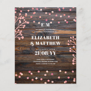 Prospectus 11,4 Cm X 14,2 Cm FLYERS de mariage à petit budget Rustique Rosegold