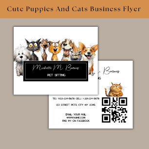 Prospectus 11,4 Cm X 14,2 Cm Funny Crazy Cats Chiens Animal Sitter QR Code Entr