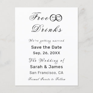Prospectus 11,4 Cm X 14,2 Cm Funny Free Drink Photo Wedding Save the Date