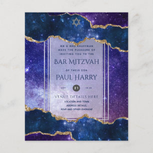 Prospectus 11,4 Cm X 14,2 Cm Galaxy Starry Night BAR MITZVAH Invitations Marine