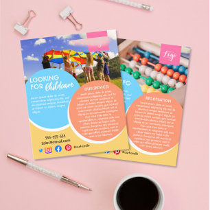 Prospectus 11,4 Cm X 14,2 Cm garderie après l'école garderie enfant