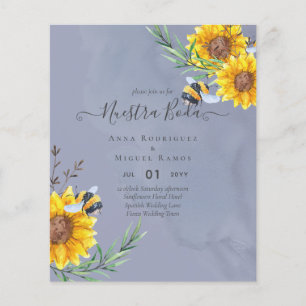 Prospectus 11,4 Cm X 14,2 Cm Girasoles de Invitación de Boda Económica Bilingüe