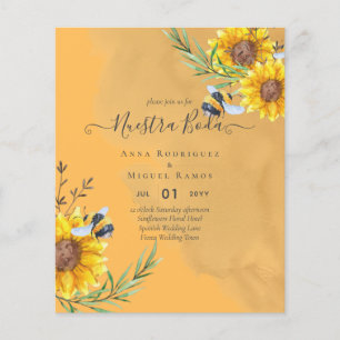 Prospectus 11,4 Cm X 14,2 Cm Girasoles de Invitación de Boda Económica Bilingüe