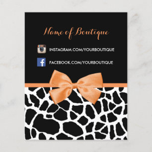 Prospectus 11,4 Cm X 14,2 Cm Girls Giraffe Imprimer Boutique de mode Bow orange