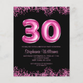 Prospectus 11,4 Cm X 14,2 Cm Glam Pink Foil Balloon 30th Birthday Invitation (Devant)