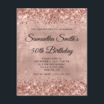 Prospectus 11,4 Cm X 14,2 Cm Glittery Rose Gold 50th Birthday Monogram Invitati<br><div class="desc">Une invitation glamour monogrammée 50e anniversaire pour elle sur une option de circulaire papier budget (aucune enveloppe incluse). Parties scintillant brillante en or rose contre une image graphique en art numérique en faux métal brossé coordonné. Le monogramme et le texte de calligraphie noir et blanc peuvent être customisés. Tous les...</div>
