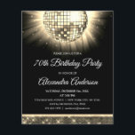 Prospectus 11,4 Cm X 14,2 Cm Gold 70th Birthday Party 70's Disco Ball<br><div class="desc">Célébrez dans un style éclatant avec notre Gold 70th Birthday Party 70's Disco Ball Invitation! Cette invitation éblouissante ouvre la voie à un bain rétro qui sera inoubliable. Dans une teinte dorée rayonnante, cette invitation exhale le raffinement et le plaisir. Le graphisme de la boule disco vous ramène à l'époque...</div>