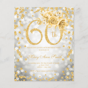 Prospectus 11,4 Cm X 14,2 Cm Gold Floral 60e anniversaire Silver Lights Invitat