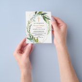 Prospectus 11,4 Cm X 14,2 Cm Gold & Greenery/BUDGET/Baptême Invitation. (main)