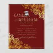 Prospectus 11,4 Cm X 14,2 Cm Gold Lace Bourgogne Mariage Invitations (Dos)