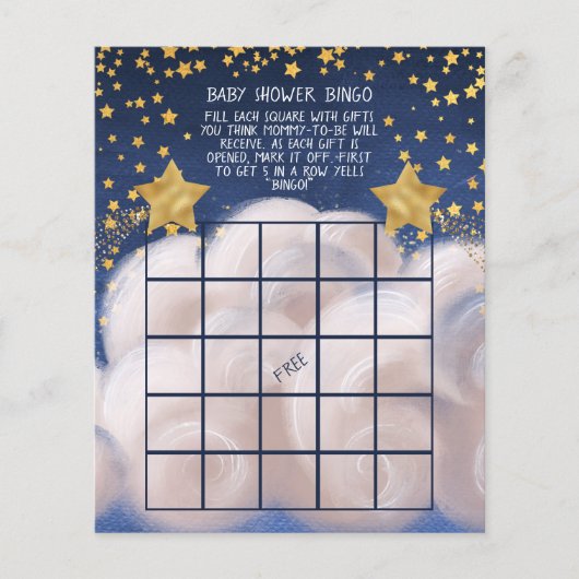 Prospectus 11,4 Cm X 14,2 Cm Golden Stars Baby shower Bingo Jeu (Devant)
